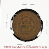 An 1851 Braided Hair Large Cent for sale by Brandywine General Store reverse side of coin