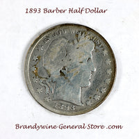 An 1893 Barber Half dollar in good condition for sale by Brandywine General Store