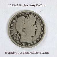An 1899-O Barber Half dollar in good condition for sale by Brandywine General Store