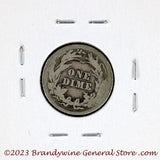 A 1908 Barber silver dime for sale by Brandywine General Store in good condition with nice dark toning reverse of coin