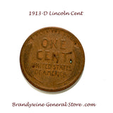 A 1913-D Lincoln Cent in fine condition reverse side of coin