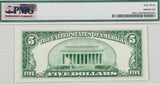 A FR #1962-C Philadelphia five dollar federal reserve notes from the series of 1950A that has been professionally slabbed or graded by PMG for sale by Brandywine General Store reverse of bill