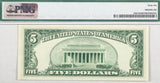 A series of 1950B FR #1963-K FRN note from the Dallas Texas Federal Reserve Bank in the denomination of five dollars for sale by Brandywine General Store PMG 66 reverse of bill