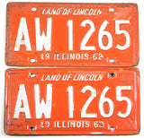 A classic pair of 1962 Illinois Passenger Automobile License Plates for sale by Brandywine General Store in very good minus condition