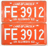 A classic pair of 1962 Illinois Passenger Automobile License Plates for sale by Brandywine General Store in very good condition