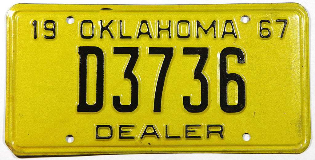 1967 Oklahoma Dealer License Plate Brandywine General Store