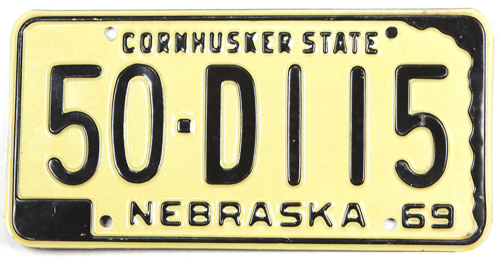 1969 Nebraska Single License Plate Brandywine General Store