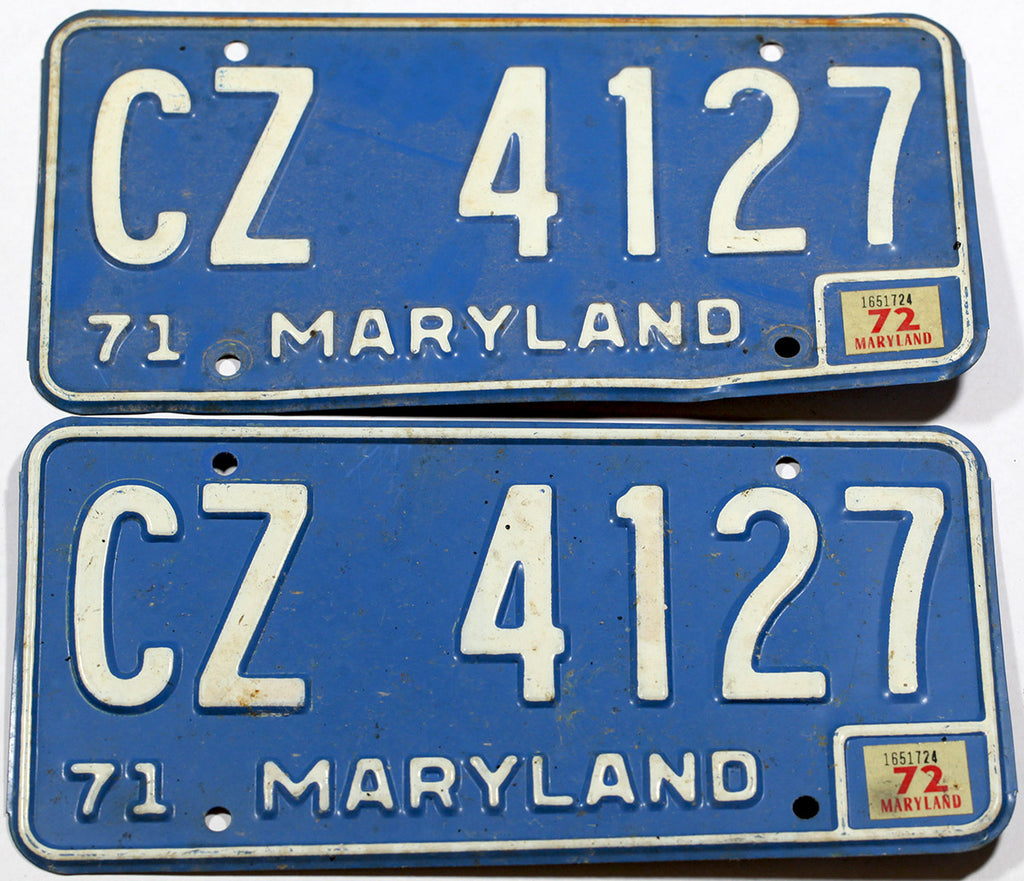 1972 Maryland License Plates Brandywine General Store