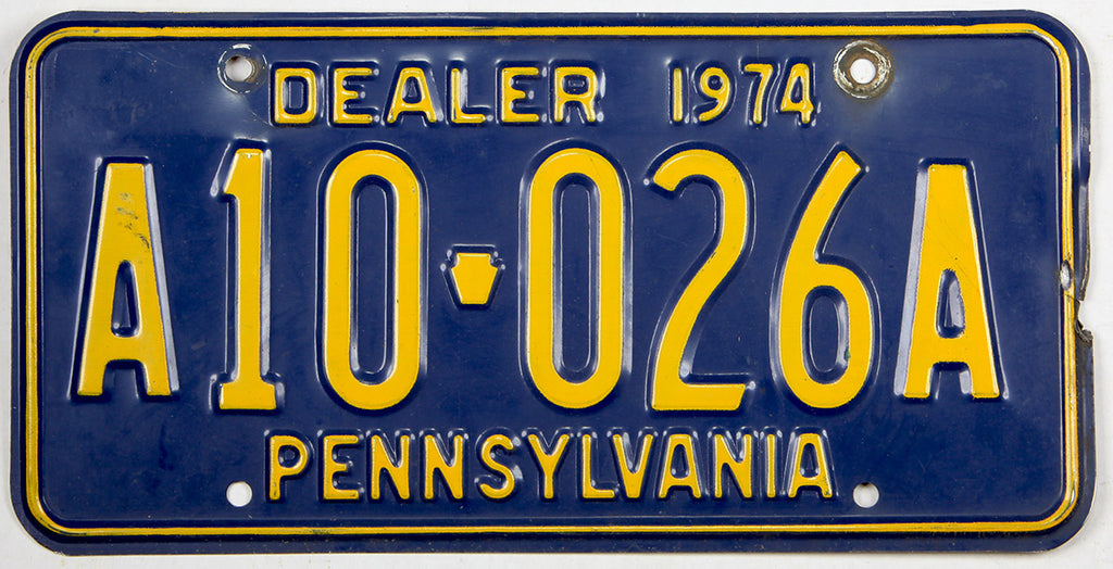 1974 Pennsylvania Dealer License Plate Brandywine General Store