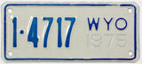 A classic 1975 Wyoming motorcycle license plate for sale by Brandywine General Store County #1