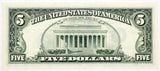 A FR #1979-L series of 1988 FRN note from the federal reserve bank in San Fransisco CA in the denomination of five dollars for sale by Brandywine General Store reverse of bill