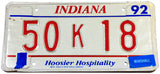 A classic 1992 Indiana passenger automobile license plate from Marshall County for sale by Brandywine General Store in excellent minus condition
