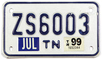 A 1999 Tennessee motorcycle license plate for sale by Brandywine General Store
