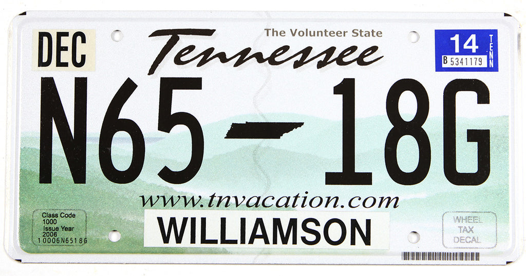 2014 Tennessee License Plate Brandywine General Store
