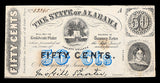 Alabama Treasury 50 cents obsolete civil war change note 1863
