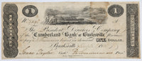 A very rare obsolete one dollar banknote issued by the Cumberland Bank of Burksville on December 28, 1818 for sale by Brandywine General Store in fine condition