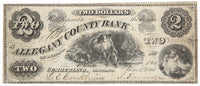 A two dollar obsolete banknote issued by the Allegany County Bank of Cumberland Maryland dated June 01, 1861 for sale by Brandywine General Store in fine condition