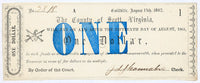 One Dollar obsolete civil war currency issued by the County of Scott from Estillville, now Gate City, VA in 1862 with the crossed guns vignette for sale by Brandywine General Store Almost Uncirculated
