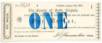 One Dollar obsolete civil war currency issued by the County of Scott from Estillville, now Gate City, VA in 1862 with the tree vignette for sale by Brandywine General Store Uncirculated