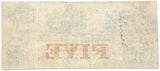 A five dollar obsolete banknote issued by the Valley Bank of Maryland in Hagerstown in 1856 for sale by Brandywine General Store reverse of bill