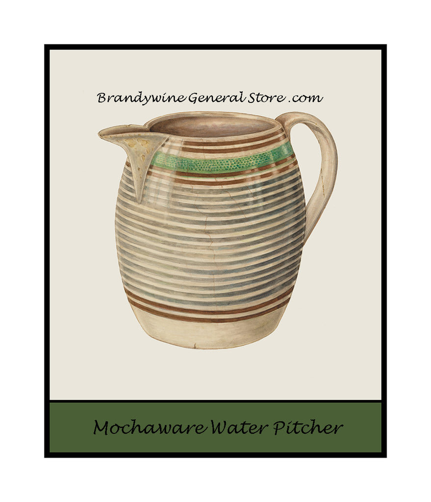 Mochaware Water Pitcher art print Brandywine General Store