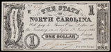 An Obsolete North Carolina Civil War one dollar treasury note issued Sept 1, 1862 from Raleigh NC for sale by Brandywine General Store in choice very fine condition