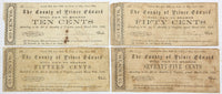 A set of four Prince Edward county change notes .75, .50. .15 and .10 cents issued June 10, 1862 for sale by Brandywine General Store