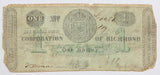 A one dollar Corporation of Richmond obsolete note issued April 19th, 1861 for sale by Brandywine General Store