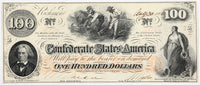 An obsolete T-41 civil war John C. Calhoun one hundred dollar bill issued by the Southern central government on August 30, 1862 for sale by Brandywine General Store in choice AU condition