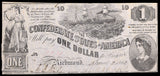 A T-44 Steamship at Sea one dollar obsolete southern civil war treasury bill issued in 1862 for sale by Brandywine General Store grading AU