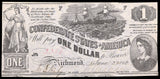 A T-44 Steamship at Sea one dollar obsolete southern civil war treasury bill issued in 1862 for sale by Brandywine General Store grading AU