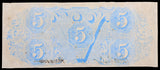 A T-60 obsolete southern five dollar civil war treasury bill issued from Richmond VA in 1863 reverse of bill