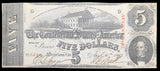 A T-60 obsolete southern five dollar civil war treasury bill issued from Richmond VA in 1863 for sale by Brandywine General Store very fine condition