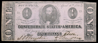 A T-62 One Dollar Clement C. Clay obsolete bill issued by the Central Government during the Civil War in 1863 for sale by Brandywine General Store almost uncirculated