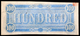 A T-65 obsolete one hundred dollar Lucy Pickens bill issued by the Southern Central Government in 1864 during the civil war reverse of bill