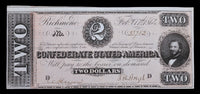 A T-70 Two Dollar Judah P. Benjamin obsolete bill issued by the Central Government during the Civil War in 1864 for sale by Brandywine General Store choice uncirculated 