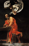 An archival premium Quality Art Print of The Inspiration of Saint Matthew painted by Italian baroque artist Caravaggio in 1602 for sale by Brandywine General Store