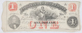 A one dollar obsolete Virginia treasury note issued May 15, 1862 during the Civil War for sale by Brandywine General Store in fine condition with curled edges