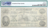 A ten dollar obsolete Virginia treasury note issued October 15, 1862 from the second issue of Bills issued by VA during the Civil War for sale by Brandywine General Store graded by PMG at AU 55 EPQ reverse