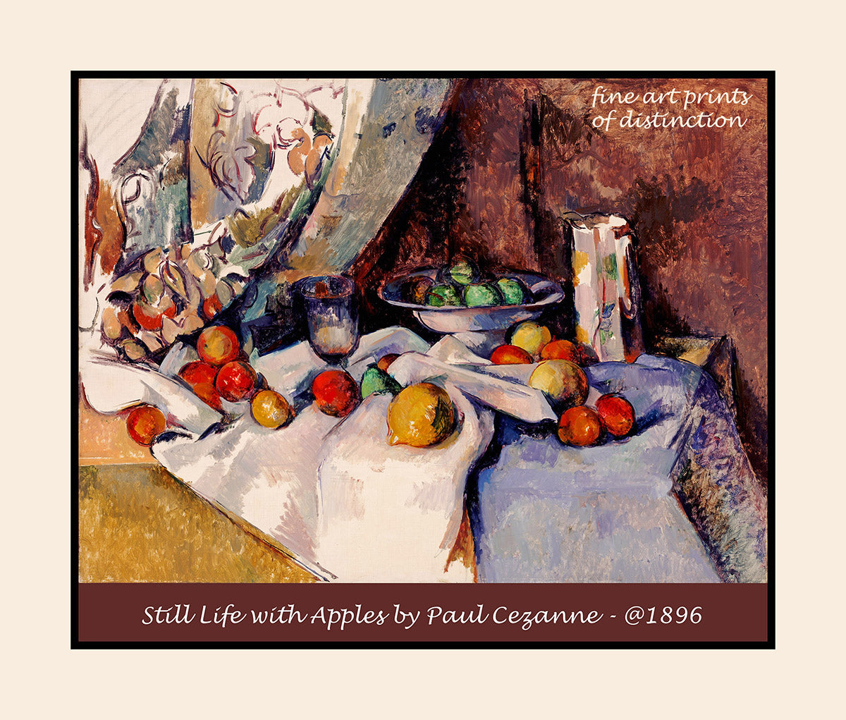 Poster of Still Life with Apples by French Impressionist artist Paul Cezanne