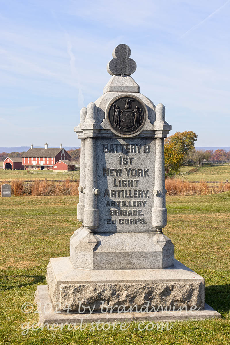 art print of New York monument for Battery B 1st Light Artillery Brigade 2nd corps in Gettysburg