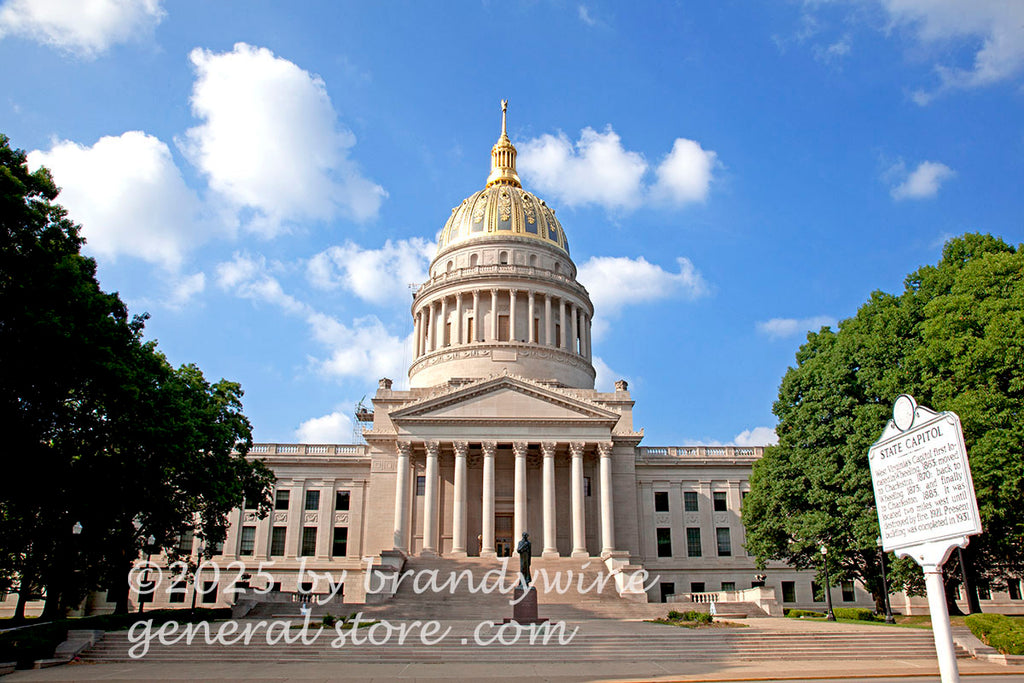 WV Capitol Building a Front View with Sign Art Print