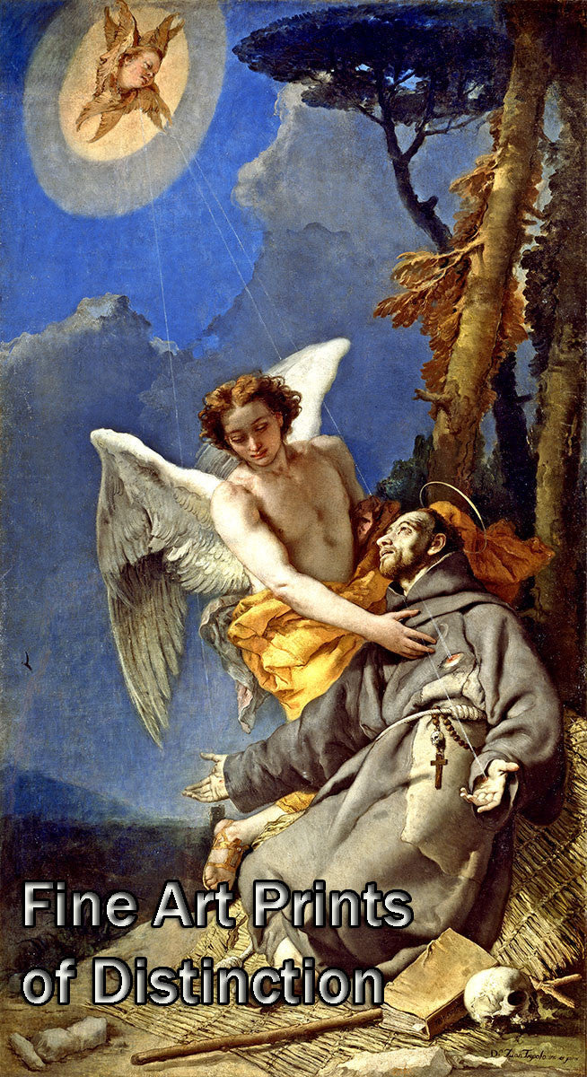 An archival premium Quality Art Print of The Stigmatization of St. Francis painted by Giambattista Tiepolo for sale by Brandywine General Store