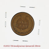 An 1875 Indian Head Penny in good condition reverse side