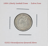 An 1884 Liberty Seated Dime in extra fine condition