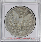 An 1896-S Morgan Silver Dollar in average circulated condition Reverse side