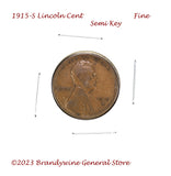 A 1915-S Lincoln Cent semi key coin to the series in fine condition
