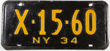 A 1934 New York Car License Plate in very good condition