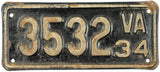 1934 Virginia Motorcycle License Plate