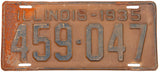 An antique 1935 Illinois automobile license plate in good plus condition